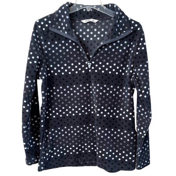 Old Navy polar fleece pullover quarter zip gray polkadot size large - Picture 1 of 13